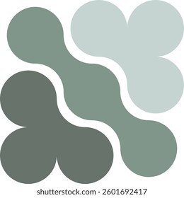 a modern, abstract, and organic pattern composed of rounded shapes resembling blobs or petals in various shades of green. 