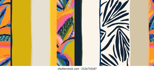 Modern abstract ornamental striped print. Ethnic style pattern. Fashionable template for design.