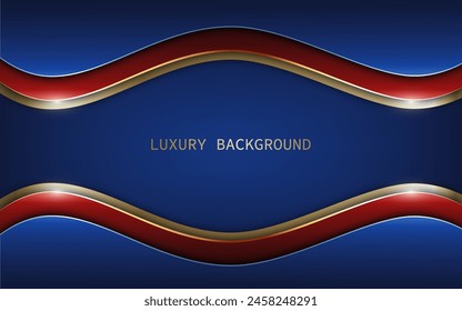 Modern abstract overlapping blue and red with golden lines. Luxury background style. Vector illustration
