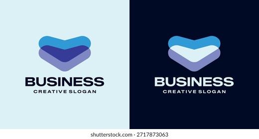 Diseño de logotipo geométrico de corazón superpuesto Abstractas moderno para start-up y Tecnología digital Empresa Plantilla de Vector