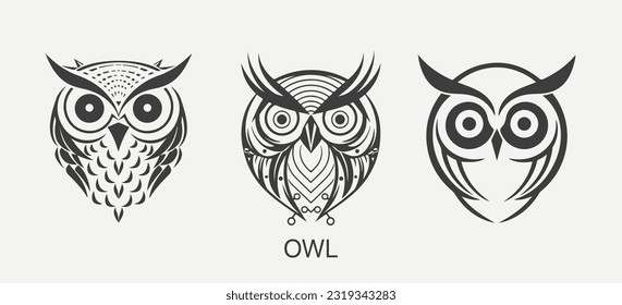 Modern abstract Owl logo template. Owl bird line art