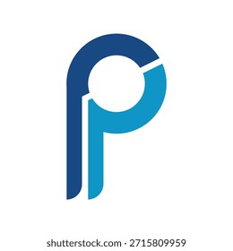Elementos a rayas Abstractas modernos de diseño de logotipo azul P para marca y marketing.