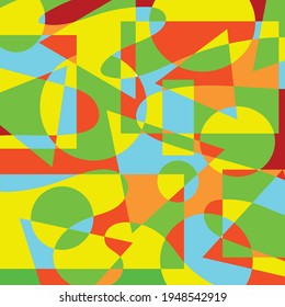 Modern abstract painting made of random colorful shape . Art vector illustration. Beautiful composition. Simple geometry background useful for web design, business cards, invitation, poster.