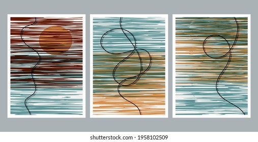 Pintura abstracta moderna. Efecto de resquicios. Conjunto de formas geométricas de fluidos. Resumen de formas de efecto de acuarela dibujadas a mano. Decoración casera. Impresión de arte moderno.