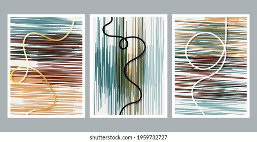 Modern abstract painting. Scribble effect. Set of fluid geometric shapes. Abstract hand drawn watercolor effect shapes. Home decor design. Modern art print.