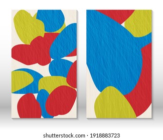 Modern abstract painting. Set of fluid textured geometric shapes. Abstract hand drawn watercolor effect shapes. Home decor design. Modern art print. Contemporary design.
