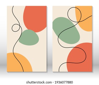 Modern abstract painting. Set of fluid geometric shapes. Abstract hand drawn watercolor effect shapes. Home decor design. Modern art print. Contemporary design.
