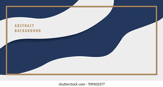 Modern abstract paper cut layer background banner navy blue and white color vector. Background concept.