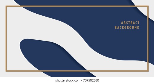 Modern abstract paper cut layer background banner navy blue and white color vector. Background concept.