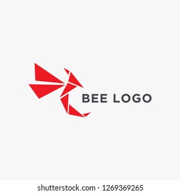 Modern abstract paper origami bee logo icon vector template on white background