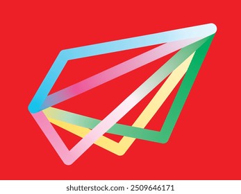 A modern, abstract paper plane illustration made with overlapping colorful lines, set against a vibrant background. Ideal for representing creativity, communication, or digital concepts.