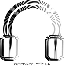 Modern Abstract Parallel Line Black and White Icon of Over-Ear Headphones for Audio and Music