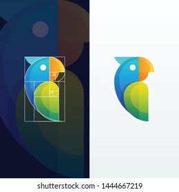 Modern Abstract Parrot Multicolored Illustration With Golden Ratio