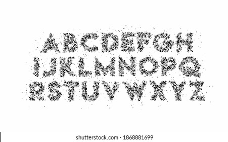 Modern Abstract Particle Font Set of Alphabet Text Design.