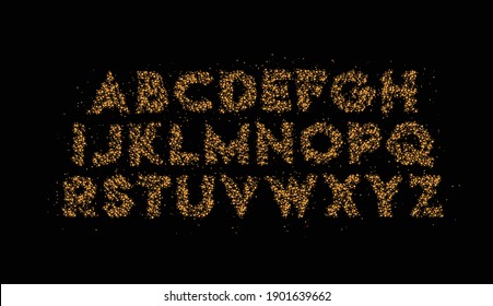 Modern Abstract Particle Font Set of Alphabet Text Design.