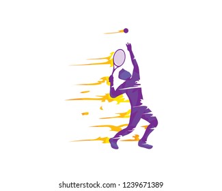 Modern Abstract Passionate Tennis Player Athlete Logo In Isolated White Background