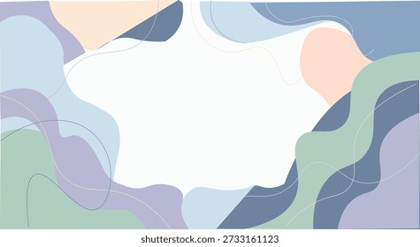 Moderner abstrakter pastelliger flüssiger Hintergrund mit organischen Formen für Landing Page und Web-Banner-Design