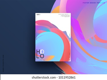 Modern abstract pattern, colorful fluid paint design. Trendy art background. Gradient futuristic shapes. Brochure label, layout flyer, poster, banner vector illustration.