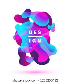 Modern abstract pattern, colorful fluid paint design. Fluid shapes composition. Blue, pink, yellow, green placard poster template. Futuristic design posters. Vector illustration.