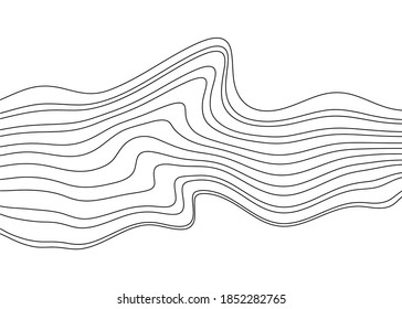 Modern abstract pattern of curves of black lines on a white background. Trendy vector graphics