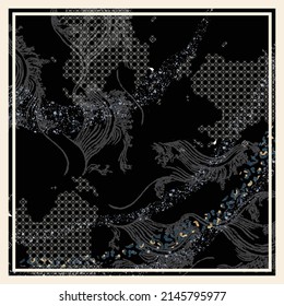 modern abstract pattern design, for hijab, scarf, dress printing, or other design needs, easy to edit