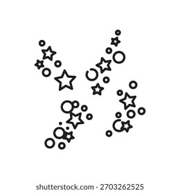 Modern abstract pattern featuring clean outline icons of stars and circles. Ideal for design elements, backgrounds, and celebrations.