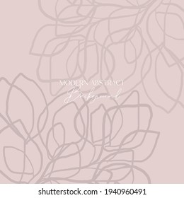 modern abstract pattern floral doodles hand  brush painting in pink dusty color. Chic feminine elegant and delicate botanical background for wedding, invitations, social media, blog, web, website etc