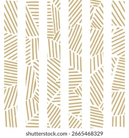 Padrão abstrato moderno com listras beges desenhadas à mão formando formas geométricas em um fundo branco. Ideal para decoração de casa, embalagens e têxteis de moda.