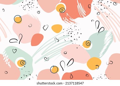 Modern abstract  pattern, minimalistic cover design. Printing on fabric, wallpaper, paper, packaging. Colorful cartoon geometric background, vector illustration