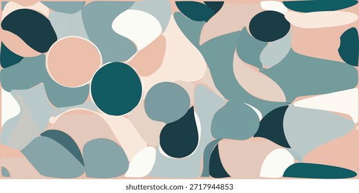 Modelo abstracto moderno con el guijarro orgánico y las Formas de piedra en tonos pastel suaves. Fondo de Vector minimalista para textiles, Fondo de pantalla, embalaje y marca de moda. Estética terrosa sin costuras