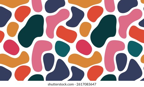Modern Abstract Pattern with Organic Shapes in Vibrant Colors