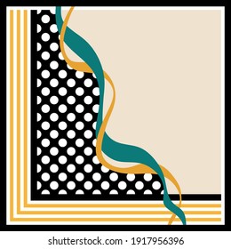 Modern abstract pattern polka dot, striped background.Vector patch for print, fabric, textile, scarf design.