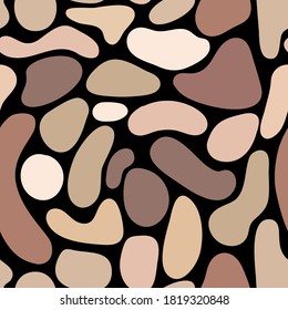 modern abstract pattern in trend colors with oval shapes on a black background. Vector illustration. Design of packaging, fabrics, textiles, Wallpaper, clothing design