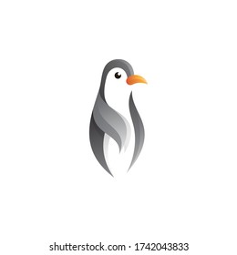 Modern Abstract Penguin Logo Symbol, Mascot Character, Negative Space, Vibrant Bright Gradient Color 