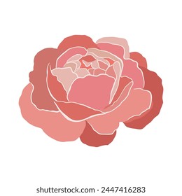 Flor abstracta moderna de la peonía. Vector lindo ilustración sobre fondo blanco.