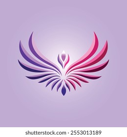 Moderno Abstrato Phoenix Logo Design com fundo gradiente roxo