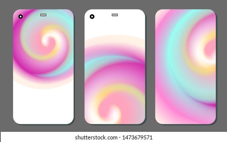 Modern abstract phone covers set. Cool gradient shapes composition. Futuristic design.