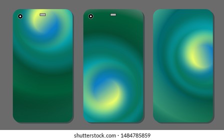 Modern abstract phone covers set. Cool gradient shapes composition. Futuristic design.