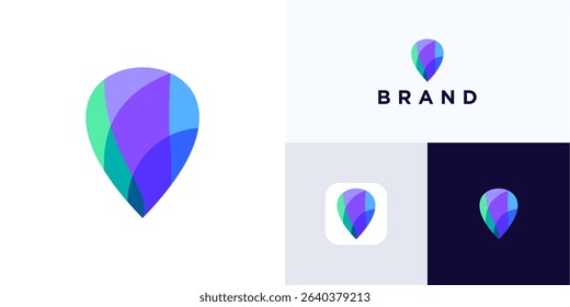 Modern abstract pin point for location logo icon design vector illustration element editable, Symbol pointer navigation with vibrant flat colorful for travel guide app and brand identity business