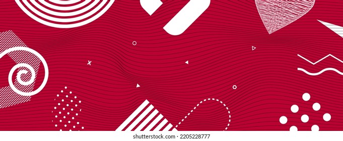 Modern Abstract Pink Color Background With Geometric Wave and Shapes Design