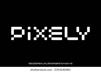 Modern abstract pixel or dots alphabet display font vector illustration with rounded edge.