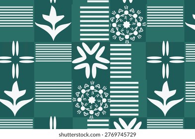 Modern abstract polygon geometric floral seamless pattern with angular botanical shapes in muted tones, suitable for wallpaper, textile printing, packaging, and contemporary surface applications
