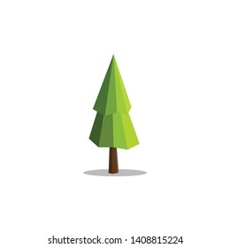 Modern Abstract Polygon Geometric Tree vector Illustrations with 3d low poly look flat shades of green color