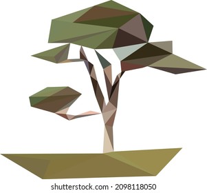 Modern Abstract Polygon Geometric Tree vector Illustrations with 3d low poly look