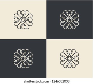 Modern abstract  popple community  icon logo design vector eps 10