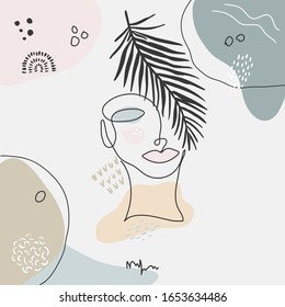Modernes abstraktes Porträt Vektorillustration Hintergrund einzeln auf Weiß. Handgezeichneter Kunsthintergrund für Papier, Deckel, Stoff, Inneneinrichtung.