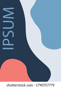 Modern abstract poster with blue. dark blue, red and white shapes designed for blogs, flyers, banners, advertising, packig, branding, cards