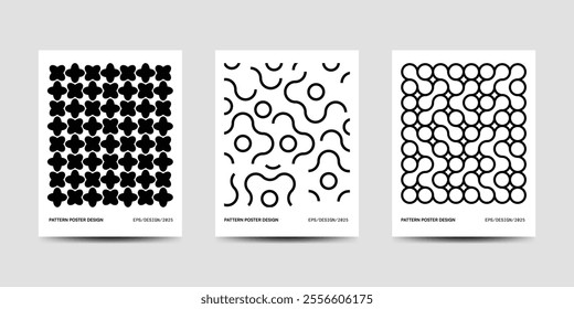 Modern abstract poster collection, vector abstract circle, triangle and square lines art minimalist posters with geometric shapes in black and white, brutalist style inspired graphics, bold aesthetic
