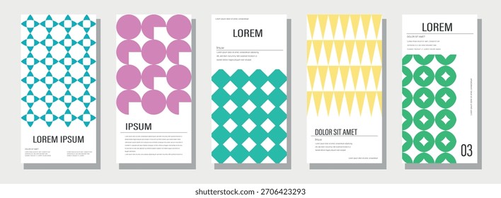 Modern abstract poster collection, vector minimalist posters with geometric shapes. The versatile backgrounds for posters,labels, and template with text.