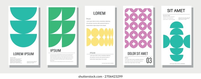 Modern abstract poster collection, vector minimalist posters with geometric shapes. The versatile backgrounds for posters,labels, and template with text.
